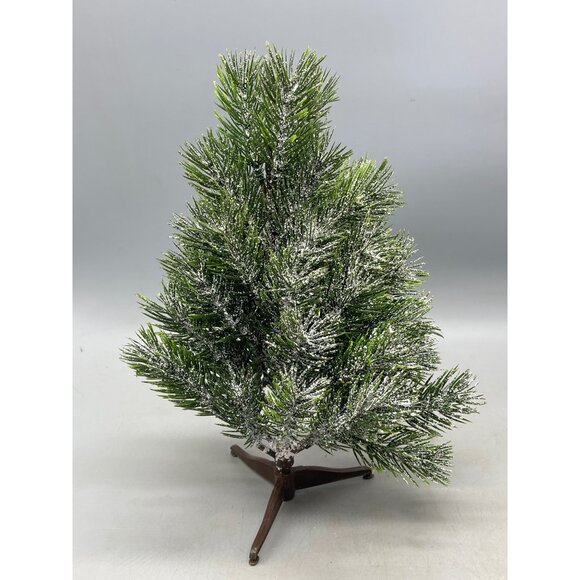 Christmas artificial mini tree frosted plastic brown green glitter 12.5" READ - Picture 3 of 4
